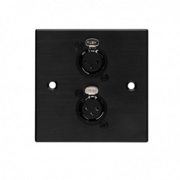 Brushed Dark Aluminium D-Series 2 x Female XLR Wall Metal Plate