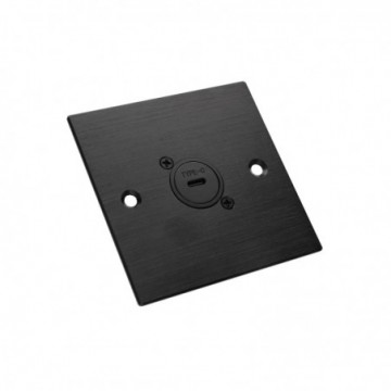 Brushed Dark Aluminium D-Series 1 x USB C Socket Feedthrough Wall Metal Plate