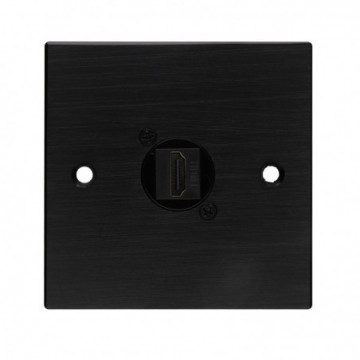 Brushed Dark Aluminium D-Series 1 x HDMI Feedthrough Wall Metal Plate
