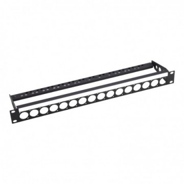 19 inch Rack Panel Punched for 16 D-Series Connectors - 1U