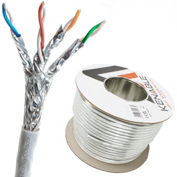 External SHIELDED CAT6A Outdoor Use COPPER Ethernet Cable S/FTP Reel 100m White