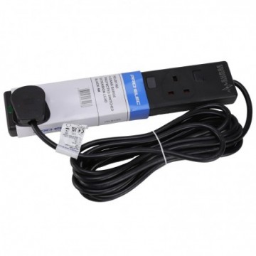 Individually Switched 4 Way Gang UK Mains Extension Lead Black 4m