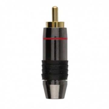 Gold-Plated RCA Phono Plug with Red Ring with Durable Metal Construction