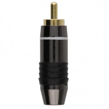 Gold-Plated RCA Phono Plug with White Ring with Durable Metal Construction