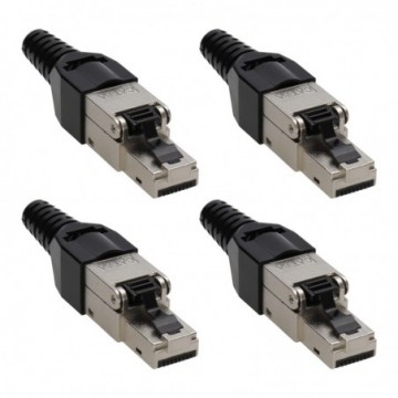 Shielded CAT6A STP RJ45 Field Terminated Plugs Ends Connectors Plastic [4 Pack]