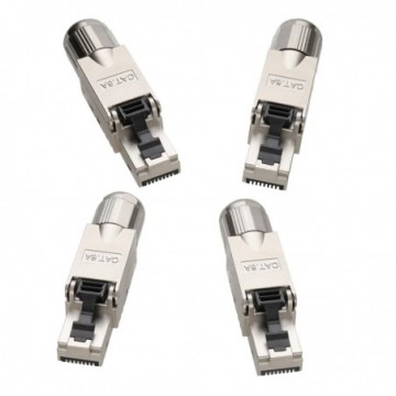 Shielded CAT6A STP RJ45 Field Terminated Plugs Ends Connectors Metal [4 Pack]
