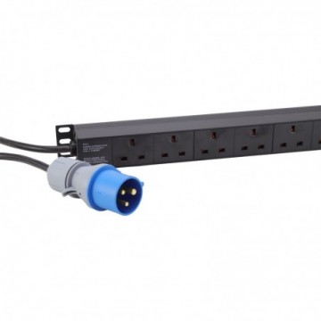 PDU UK Sockets 10 Way to 16A Commando Power Distribution Unit Vertical 3m