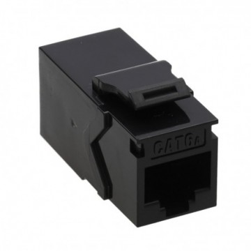 Keystone Pass Through CAT6A 90 Degree RJ45 Coupler for Euromod UTP Black