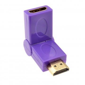 HDMI 180 Degree Bend Multi Angle Socket to Plug Adapter Purple