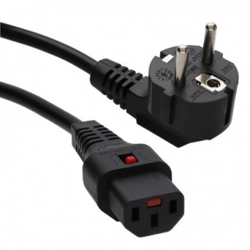 Locking IEC C13 to Schuko Mains Power Cable Lead EU Plug Black Locks any C14 3m