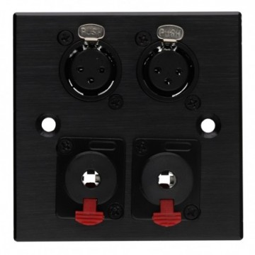 Brushed Dark Aluminium D-Series 2 x Female XLR & 2 x 6.35mm Headphones Faceplate