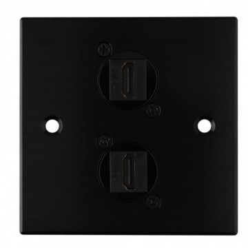 Brushed Dark Aluminium D-Series 2 x HDMI Feedthrough Metal Wall Faceplate