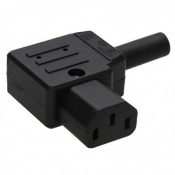 Kaiser 890/SW 10A IEC C13 LA 240V Female Inline Easy Wire Left Angle Plug Black