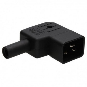Kaiser 745/SW 16A IEC C20 RA 250V Male Inline Easy Wire Right Angle Plug Black