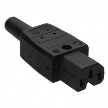Kaiser 783/SW 10A IEC C15 240V Male Inline Easy Wire Plug Black