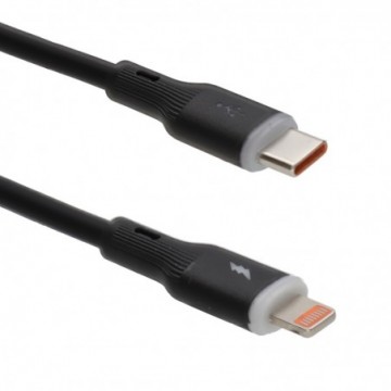 Silicone 8 pin for iPhone to USB-C Fast Phone Charger/Data Cable Lead 1m Black