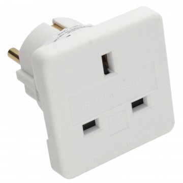 Travel Adapter UK Main Plug To Euro Schuko Plug Changer Europe