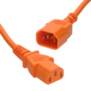 Power Extension Cable IEC Male to Female UPS C14 to C13 3m Orange
