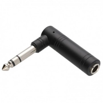 6.35mm Stereo Right Angled Jack Plug To 6.35mm Stereo Jack Socket Adapter