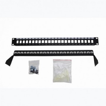 24 Port Unloaded Patch Panel for Keystone & Panel Mount Keystone Jacks