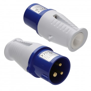 Caravan Site Rewireable Power Plug 240V 16A Blue IP44 SplashProof