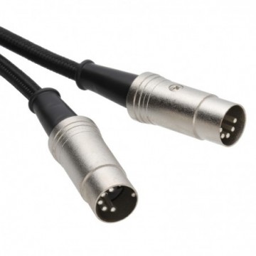 Professional MIDI 5 Pin DIN Cable FULLY WIRED Braided Cable SHIELDED 0.5m Black