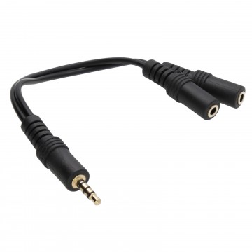 3.5mm 4 Pole Headphone Splitter Jack Plug to Dual 4 Pole Sockets 15cm