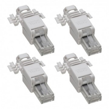 IDC Punch Down to RJ45 Plug for Cat6A Solid Ethernet Cable Connector [4 Pack]