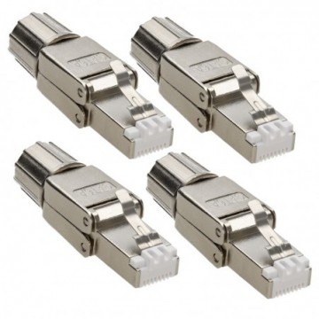40GIG IDC RJ45 Connector for Cat6a Solid Cable Tool-less Metal Clip [4 pack]