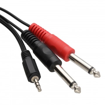 Laptop 3.5mm Jack to Mixer 2 x 6.35mm Mono Jacks Cable Lead  5m