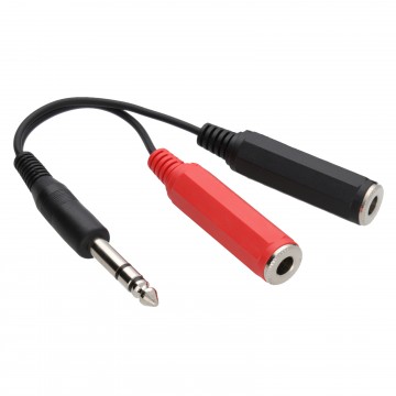 6.35mm Stereo Jack Plug to Twin 6.35mm Mono Sockets 15cm