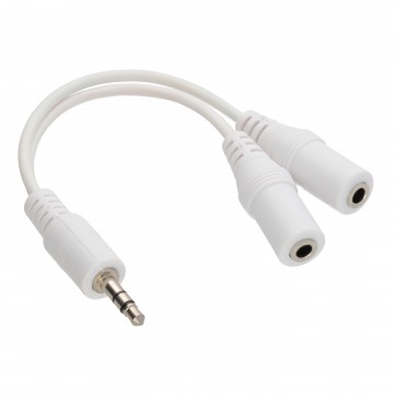 3.5mm Jack to Twin 3.5mm Jack Sockets Stereo Headphone Splitter White