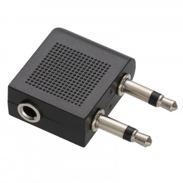 3.5mm Stereo Jack Socket to Twin Mono Plugs Aeroplane Adapter