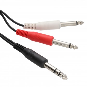 6.35mm Stereo Jack Plug to Twin 6.35mm Mono Jack Plugs Splitter 2m
