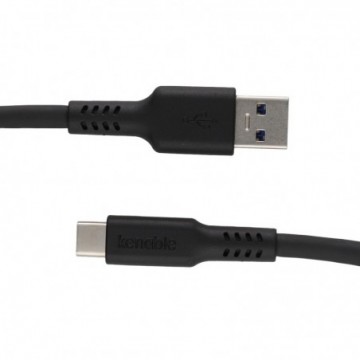 USB A to USB C Fast Charger and Data Cable Phones Tablets 3A Lead 2m Black TPE