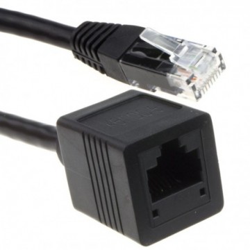 Network CAT6 UTP Ethernet RJ45 Extension Male/Female Cable Black  0.15m 15cm