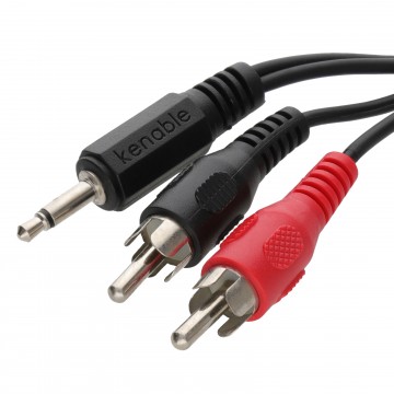 3.5mm Mono Jack to Twin Phono RCA Male Plugs Cable Lead 2m