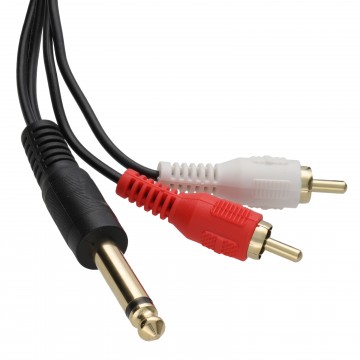 6.35mm Mono Jack Plug to Phono RCA Plugs SCREENED Audio Cable 1m