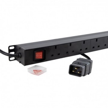 PDU UK Sockets 10 Way to C20 IEC 16A Power Distribution Unit Vertical 1.8m