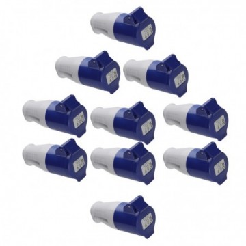 [10 Pack] Caravan Site Power Socket 240V 16A Blue IP44 Splash-Proof