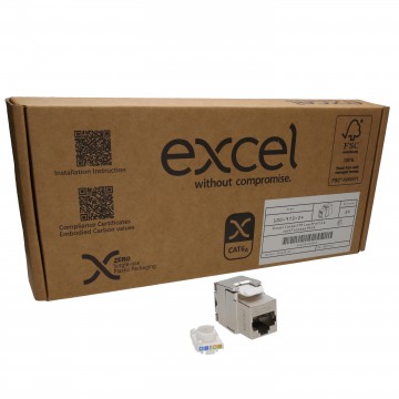 Excel Cat6A FTP Screened/Shielded RJ45 Keystone Jack Toolless Silver [24 Pack]