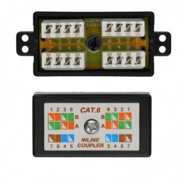 CAT6 Inline Punch Down Coupler for LAN Cables Krone Termination Black