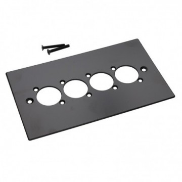 TUK Black Aluminium Wall Faceplate D-Series Compatible Double Gang 4 Hole