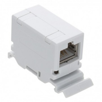 TUK CAT6A Shielded Through Coupler for DIN Rail Mount Compact Inline Connector
