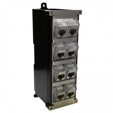 TUK DIN Rail Mount 8 Port Cat6A Shielded Keystone Coupler Patch Panel