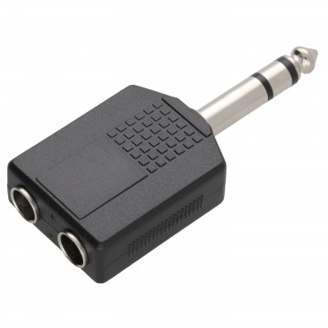 6.35mm STEREO Jack Splitter Adapter Dual 6.35mm Sockets to 6.35mm Plug