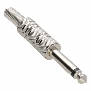 6.35mm METAL Mono Jack Plug & Strain Relief Guitar/Speaker Solder End