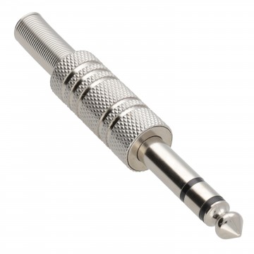6.35mm METAL Stereo Jack Plug & Strain Relief Solder End
