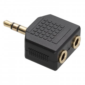 3.5mm Stereo Jack Splitter Adapter Jack Plug to Twin Sockets Gold