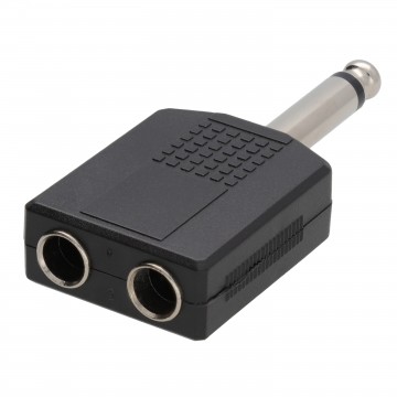6.35mm Mono Jack Plug to Twin 6.35mm Mono Jack Socket Splitter Adapter